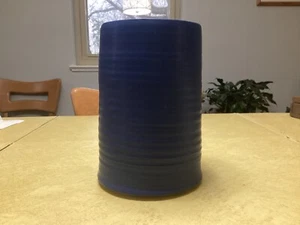Middle Kingdom MK BO JIA Porcelain Vase Navy Blue Ribbed 8.5” - Picture 1 of 7