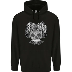 Owl Skull Ornithology Mens 80% Cotton Hoodie - Picture 1 of 19