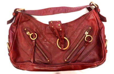 Bolso hobo Via Spiga para mujer de cuero marrón con bolsillos interiores y cremallera correa para el hombro Foto 1 de 4