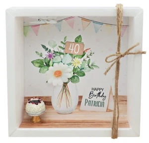 Geldgeschenk Geburtstag Blumenvase Torte MIT NAME & ZAHL Geschenk Verpackung - Bild 1 von 3