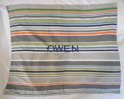  Almohada estándar Pottery Barn Teen gris a rayas "Owen" nueva sin etiquetas Foto 1 de 3