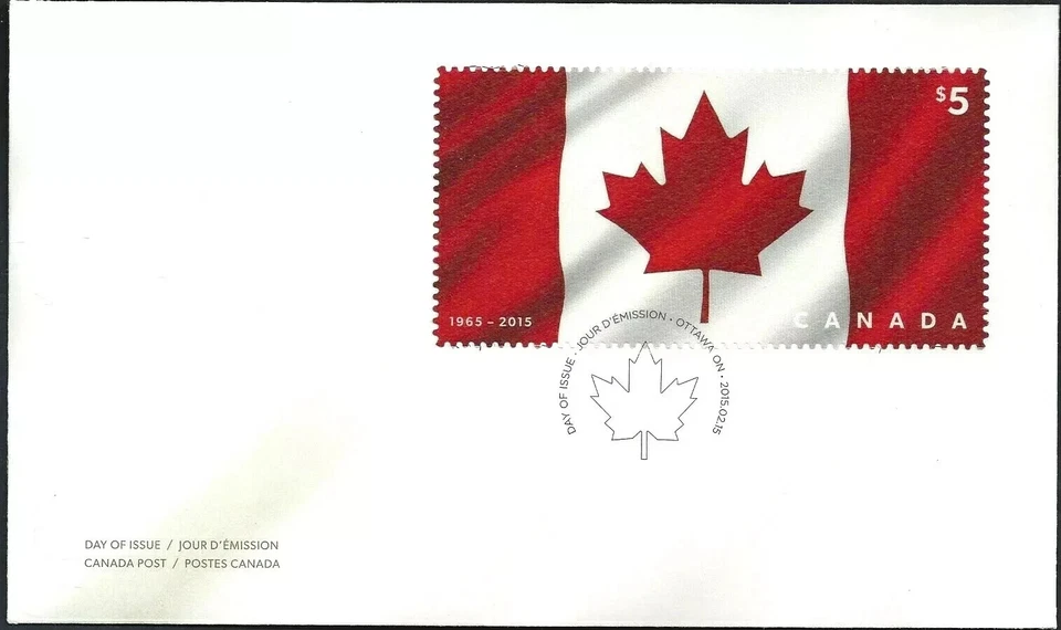 Canadá - FDC #2808 - Primera emisión de tela - Bandera canadiense - 2015 Foto 1 de 1
