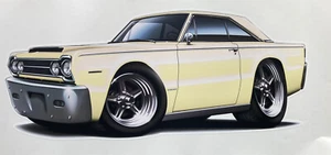 1966 Belvedere Cool Yellow HEMI Street Machine 24” Long Wall Graphic Decal. - Picture 1 of 5