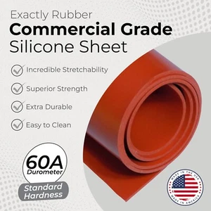 Red Silicone Rubber Sheet 60A 1/32 x 9 x 12 Inch Made in USA Gasket Material - Picture 1 of 7