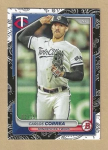2024 Bowman Carlos Correa BLACK PATTERN Border Parallel #23 Twins #’d 02/15 - Picture 1 of 2