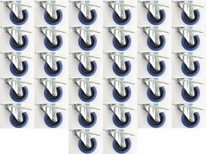 32x 100 mm SL Möbelrollen m Bremse Rollen Möbel Transportrollen Lenkrollen Gummi - Bild 1 von 11