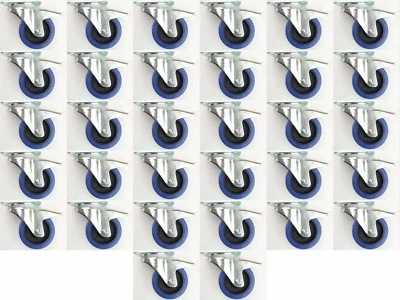 32x 100 mm SL Möbelrollen m Bremse Rollen Möbel Transportrollen Lenkrollen Gummi - Bild 1 von 4