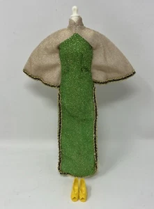Vintage Cher Ward Mego TV Starz Fashion Doll Clothes Green Glitter Batwing Dress - Picture 1 of 18