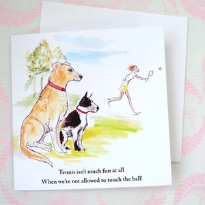 FUNNY DOG CARD FOR HIM;LABRADOR/TERRIER; TENNIS;JOKEY;BIRTHDAY;UK MADE;SON;DAD - Picture 1 of 5