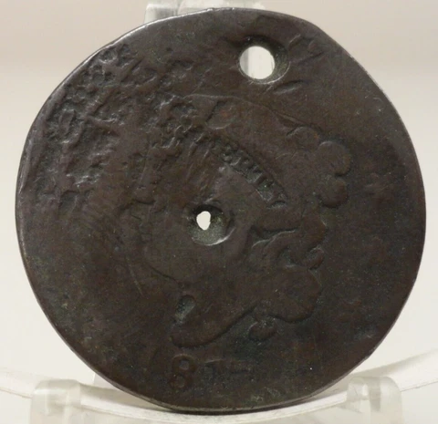 holed 1817 United States matron coronet head large cent, #70168 Cover