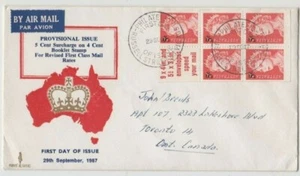 Stamps 1967 Australia 5c on 4c QE2 booklet pane Parade FDC sent airmail Canada - Picture 1 of 1