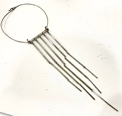 Collar largo de plata de ley gráfico hecho a mano 925 Sara Samoiloff NYC Foto 1 de 4