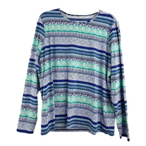 Women’s Lands End Crew Neck Long Sleeve Teal Blue Swim Shirt Sz XL (18) - Imagen 1 de 9