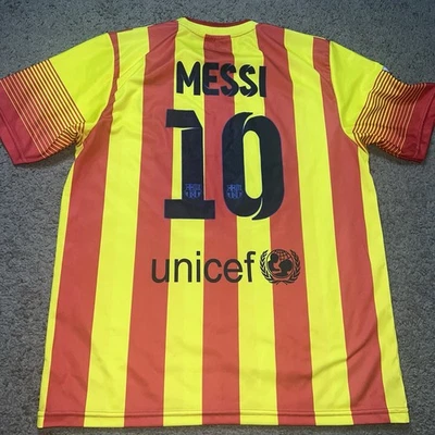 Футболка ФК Барселона No10 Лионель Месси мужская L красная желтая в полоску футбол - Изображение 1 из 4