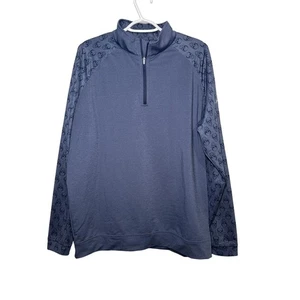 Peter Millar Azul Perala Calavera Raglán Cuarto Cremallera Camisa Manga Larga Hombre Grande - Imagen 1 de 8