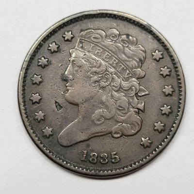 1835 1/2c Classic Head Half Cent Circulated Type Coin Small Hit OBV *M64 - Image 1 of 2