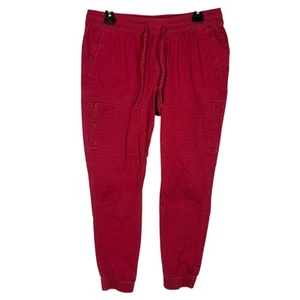 Ring Of Fire Pants Mens Medium Red Cotton Stretch Slash Pockets Tapar Drawstring - Picture 1 of 12