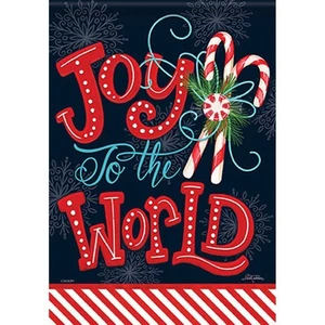 Carson - Peppermint -Joy To The World - Garden Flag - 12.5 X 18 Inches Brand New - Picture 1 of 4