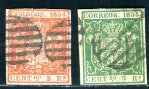 SPAIN 1854 28-29 used FLAWLESS signed BRUN etc (N0996 - Picture 1 of 2
