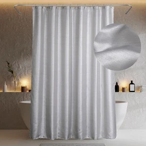 Silver Grey Sparkle Shower Curtain: Modern Luxury Elegant Light Gray Metallic... - Picture 1 of 7