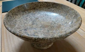 Fossil Stone Pedestal Fruit Bowl of Classic Design 12"x6.5" - Picture 1 of 10