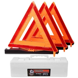 CARTMAN 3 Pack Warning Triangle DOT Approved Identical 3PK in White Case - Foto 1 di 8