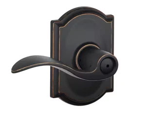 Schlage F40 ACC CAM bronzo invecchiato accento leva porta bordo camelot letto bagno privacy - Foto 1 di 2