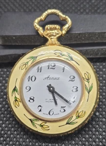 Antique Arnex Ladies Gold-Tone 17 Jewel Swiss Movement Pendant Watch Enameled - Picture 1 of 7