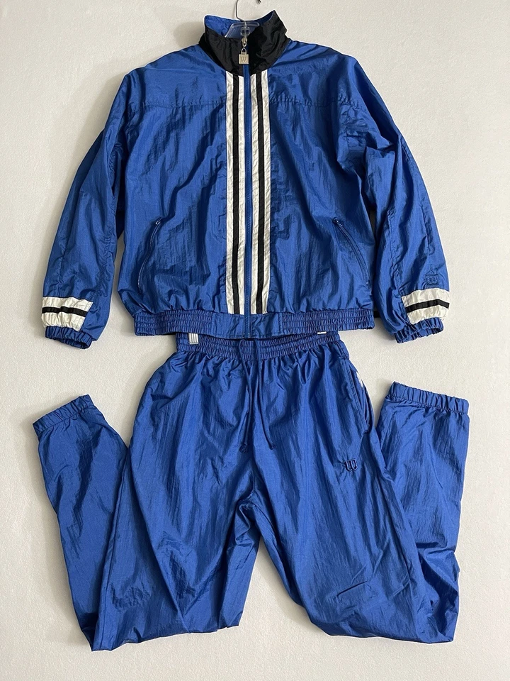 Conjunto de cortavientos y pantalones vintage Wilson a juego azul brillante para hombre mediano Foto 1 de 4