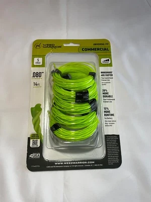 Línea de recortadora trenzada comercial Weed Warrior 5 bobinas .080”x14’ Ea. Ajuste universal Foto 1 de 2