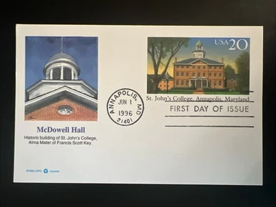 St John's College McDowell Hall 20c Postcard 1st Day Issue Fleetwood 1996 - Image 1 of 2