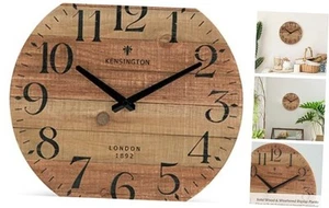 Rustic Farmhouse Wood Wall Clock - 12 Inch Battery Operated Natural Wood - Picture 1 of 7
