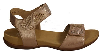 Zapatos RIEKER sandalias casual sandalias doradas. Bardana brillante de pedrería NUEVO Foto 1 de 4