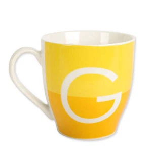Tasse Initiale G zweifarbig gelb Monogramm - Bild 1 von 3