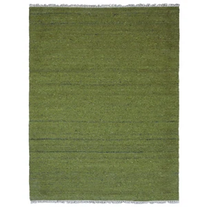 Alfombra tejida a mano tejido plano Kilim algodón y poliéster verde liso BBH Hogares - Imagen 1 de 48