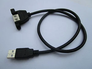 3 pcs Male to Female USB 2.0 Extension Cable with Panel Mount Screw Hole 0.5m - Picture 1 of 5