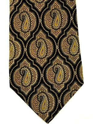 Corbata de cuello para hombre ARMANI CRAVETTE HECHA EN ITALIA 100 % seda verde oliva negro paisley Foto 1 de 4