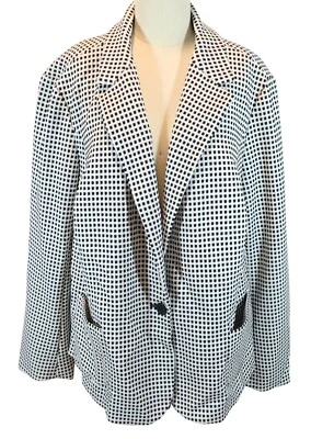 TALBOTS Check Pattern 1-Button Knit Blazer Size 2X Black White Office Preppy - Image 1 of 4