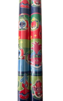 2 Rolls Dreamworks Trolls Ornaments Christmas Birthday Wrapping Paper 40 sq ft - Image 1 of 3