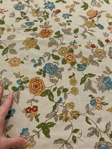 VTG Sears FULL flat sheet blend brown orange floral permaprest percale mcm retro - Picture 1 of 6