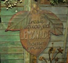 Primitive Antique Style Fresh Squeezed Lemonade Orchard Tin Advertisement Sign 