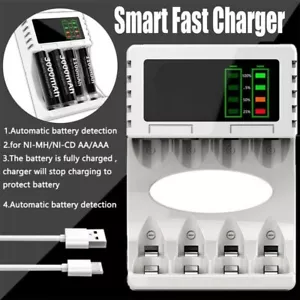 4 Slot Battery Charger LCD Display AA/AAA Rechargeable Battery Charger For NIMH - Picture 1 of 12