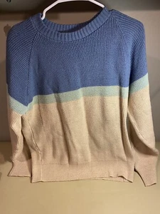 Vintage Helly Hansen hellbraun/blauer Pullover Größe L - Bild 1 von 6