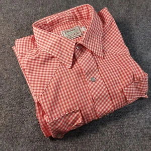 Vintage 60s H Bar C Ranchwear Pearl Snap Shirt Mens XL Red Gingham Check USA - Picture 1 of 12
