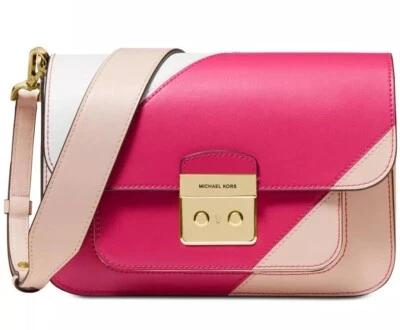 Nuevo NUEVO CON ETIQUETAS MICHAEL Kors Sloan Editor Bolso de Hombro Tricolor Rosa Suave Multi Dorado  Foto 1 de 4