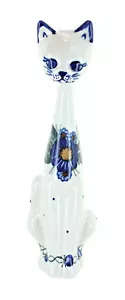 Cerámica polaca rosa azul Forget Me not Medium Cat - Imagen 1 de 1
