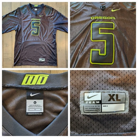NIKE Oregon Ducks #5 Football Jersey Men's XL Gray Wings WIN THE DAY WTD Cover
