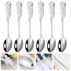 Stainless Steel Dessert Spoons with Beautiful Rose Pattern - Set of 6