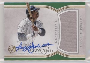 2018 Topps Definitive Collection Relic Green /10 Reggie Jackson Auto HOF