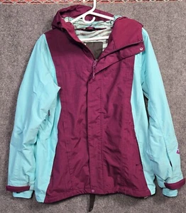 DC Womens EKOTEX 10K Hooded Ski Snowboard Jacket Size L Teal Purple Waterproof - Picture 1 of 16